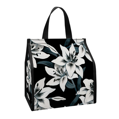 Lily Floral Pattern Print Insulated Lunch Tote