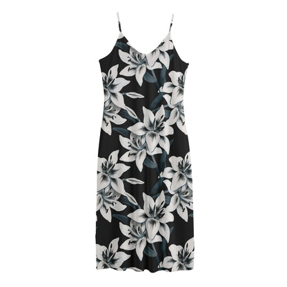 Lily Floral Pattern Print Jersey Midi Cami Dress