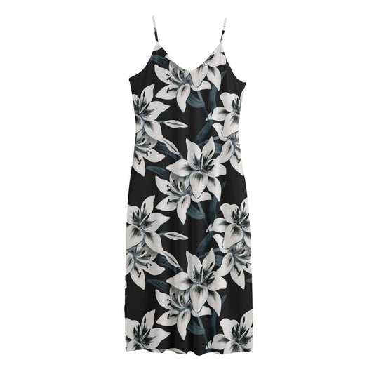 Lily Floral Pattern Print Jersey Midi Cami Dress