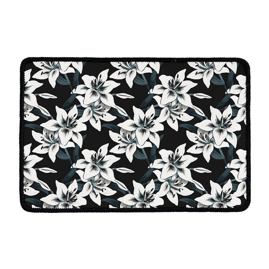 Lily Floral Pattern Print Kitchen Mat