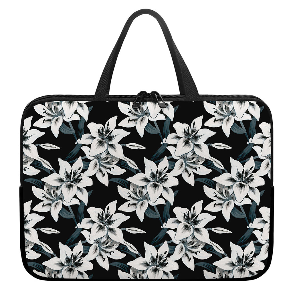 Lily Floral Pattern Print Laptop Sleeve With Handle