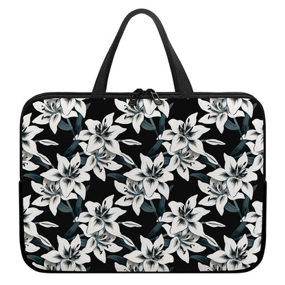 Lily Floral Pattern Print Laptop Sleeve With Handle