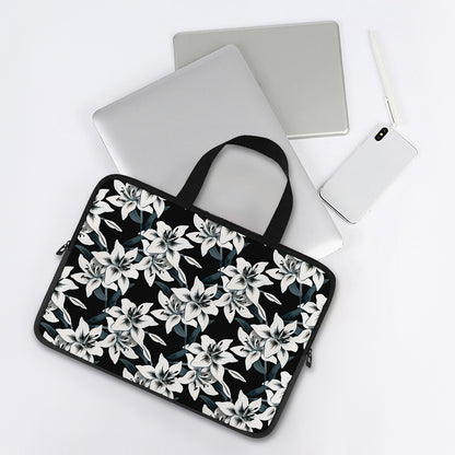 Lily Floral Pattern Print Laptop Sleeve With Handle