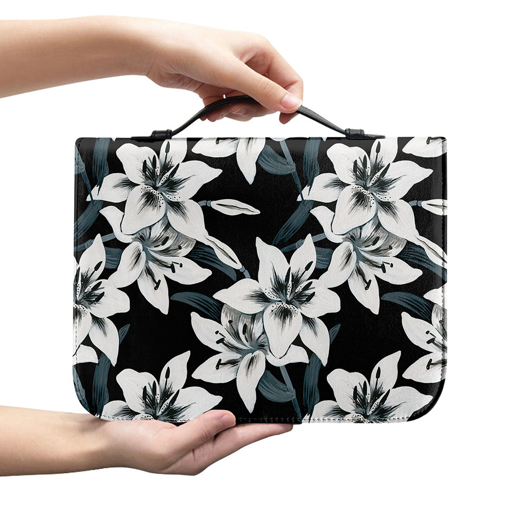 Lily Floral Pattern Print Leather Bible Cover