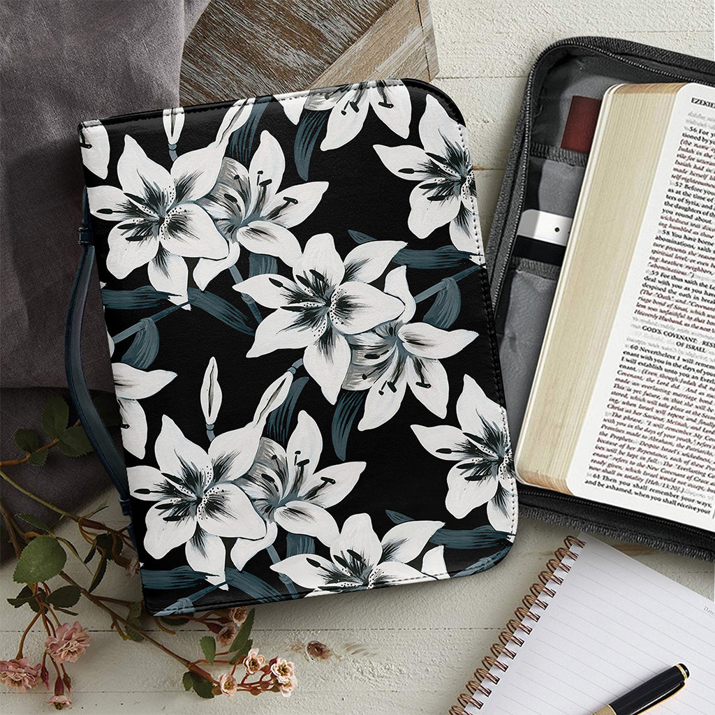 Lily Floral Pattern Print Leather Bible Cover