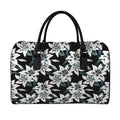 Lily Floral Pattern Print Leather Duffel Bag