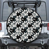 Lily Floral Pattern Print Leather Spare Tire Cover