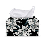 Lily Floral Pattern Print Leather Tissue Box Cover