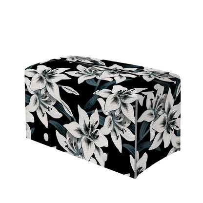 Lily Floral Pattern Print Leather Tissue Box Cover