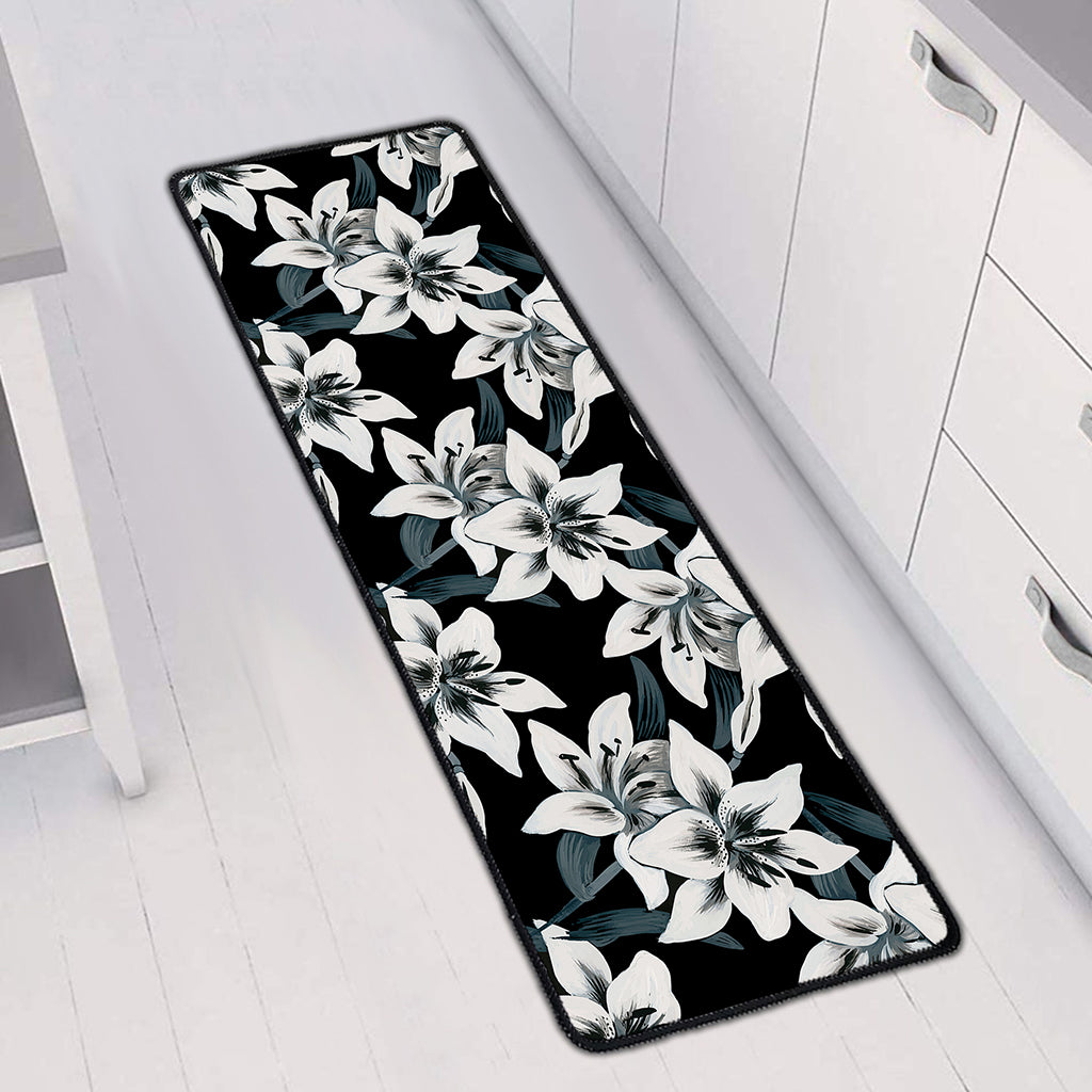 Lily Floral Pattern Print Long Kitchen Mat