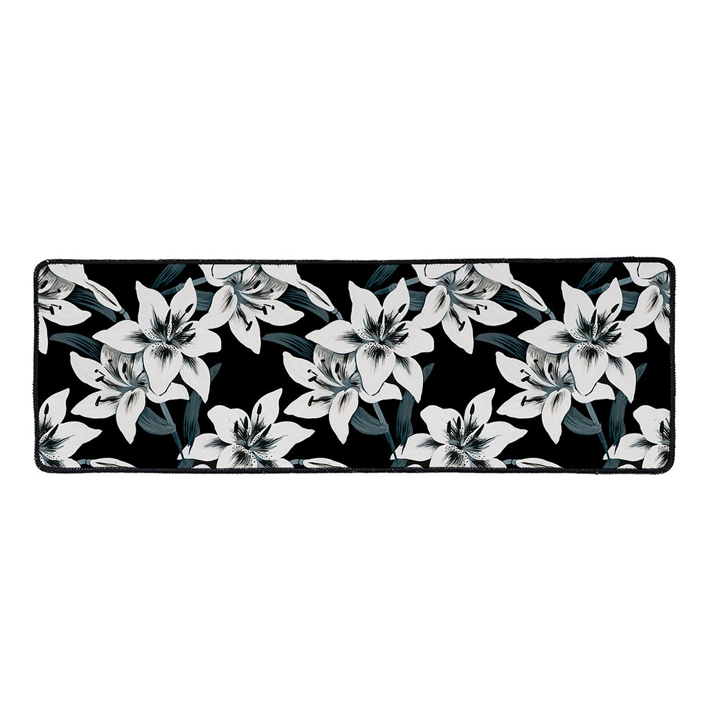 Lily Floral Pattern Print Long Kitchen Mat