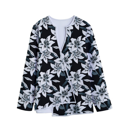 Lily Floral Pattern Print Long Sleeve Short Coat