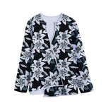 Lily Floral Pattern Print Long Sleeve Short Coat