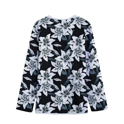 Lily Floral Pattern Print Long Sleeve Short Coat