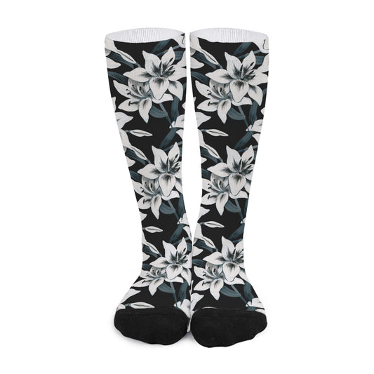 Lily Floral Pattern Print Long Socks