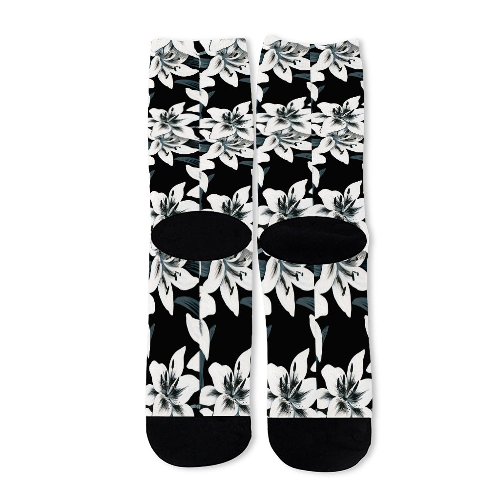 Lily Floral Pattern Print Long Socks
