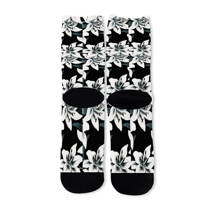 Lily Floral Pattern Print Long Socks