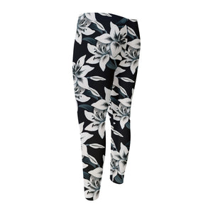 Lily Floral Pattern Print Men's Compression Pants