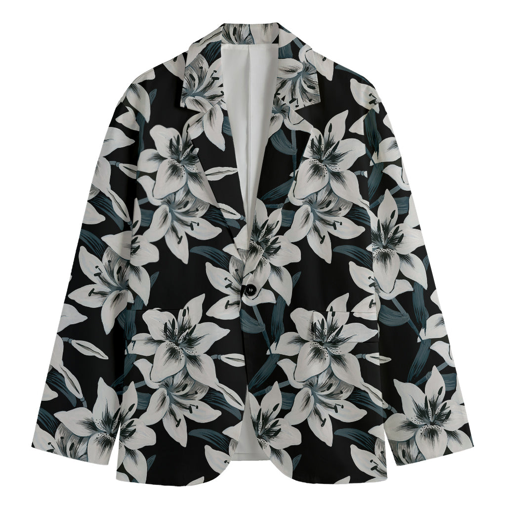 Lily Floral Pattern Print Men's Cotton Blazer