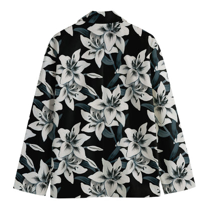 Lily Floral Pattern Print Men's Cotton Blazer