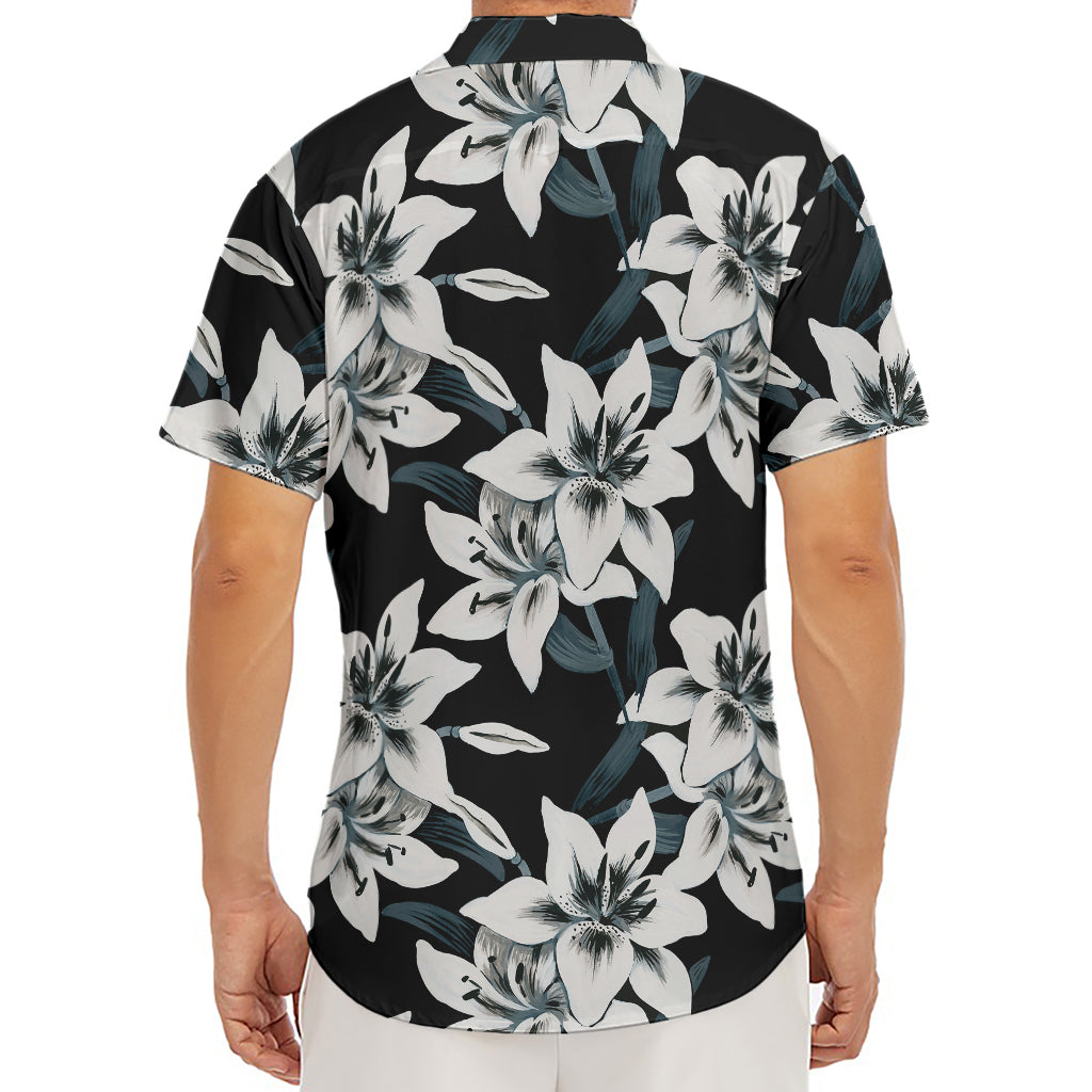 Lily Floral Pattern Print Men's Deep V-Neck Shirt