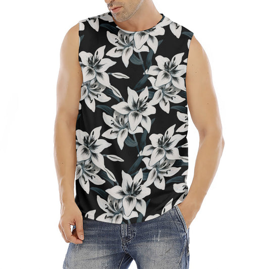Lily Floral Pattern Print Men's Fitness Tank Top