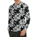 Lily Floral Pattern Print Men's Long Sleeve Rash Guard