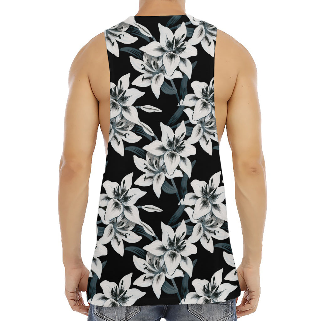 Lily Floral Pattern Print Men's Muscle Tank Top