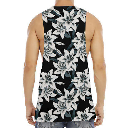 Lily Floral Pattern Print Men's Muscle Tank Top