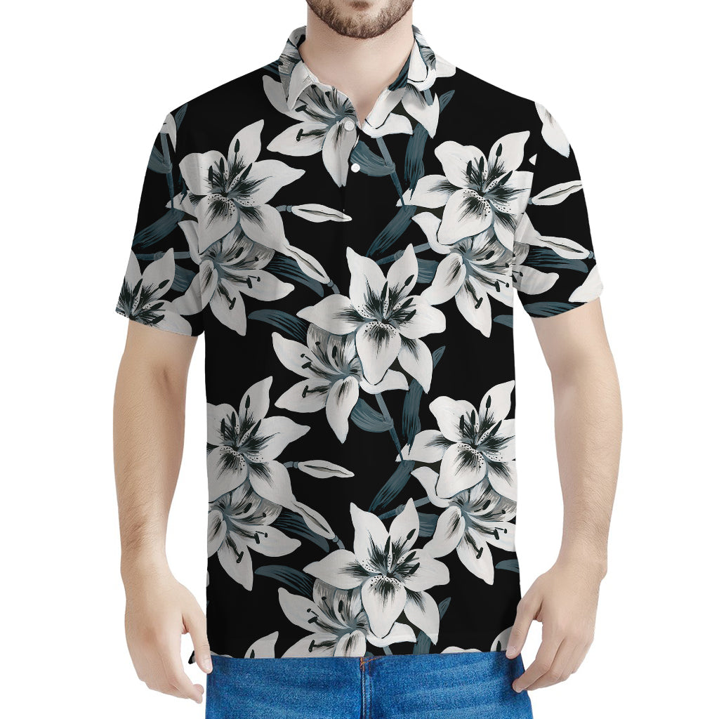 Lily Floral Pattern Print Men's Polo Shirt