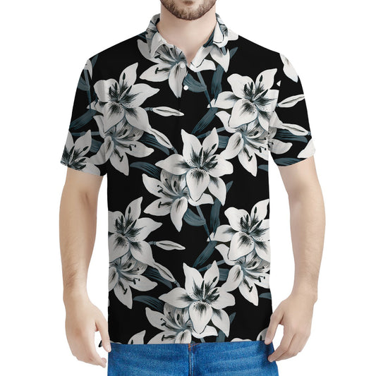 Lily Floral Pattern Print Men's Polo Shirt