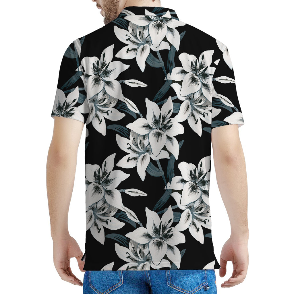 Lily Floral Pattern Print Men's Polo Shirt