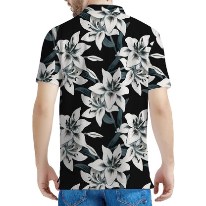 Lily Floral Pattern Print Men's Polo Shirt