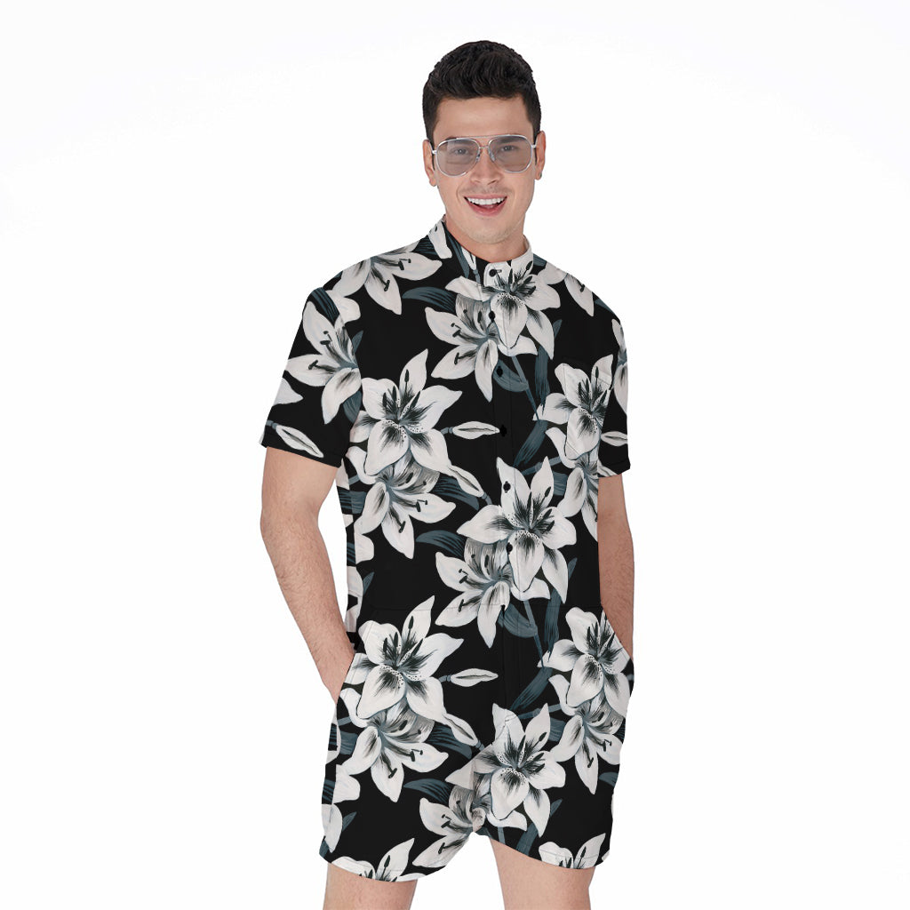 Lily Floral Pattern Print Men's Rompers