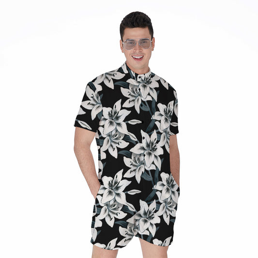 Lily Floral Pattern Print Men's Rompers