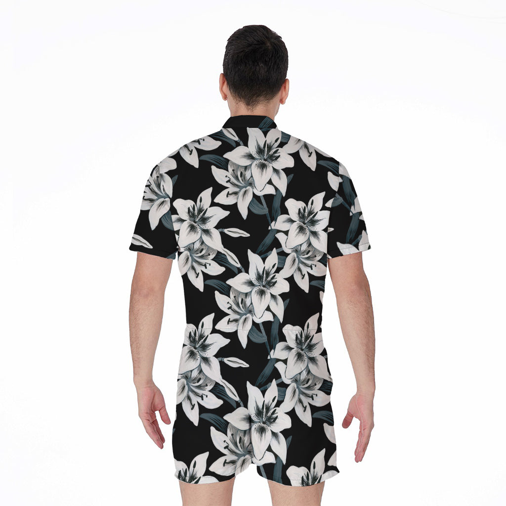 Lily Floral Pattern Print Men's Rompers