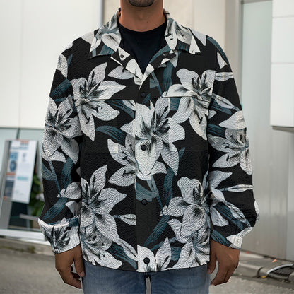 Lily Floral Pattern Print Men's Shirt Jacket