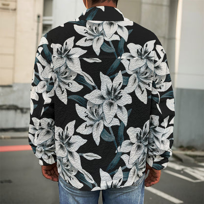 Lily Floral Pattern Print Men's Shirt Jacket