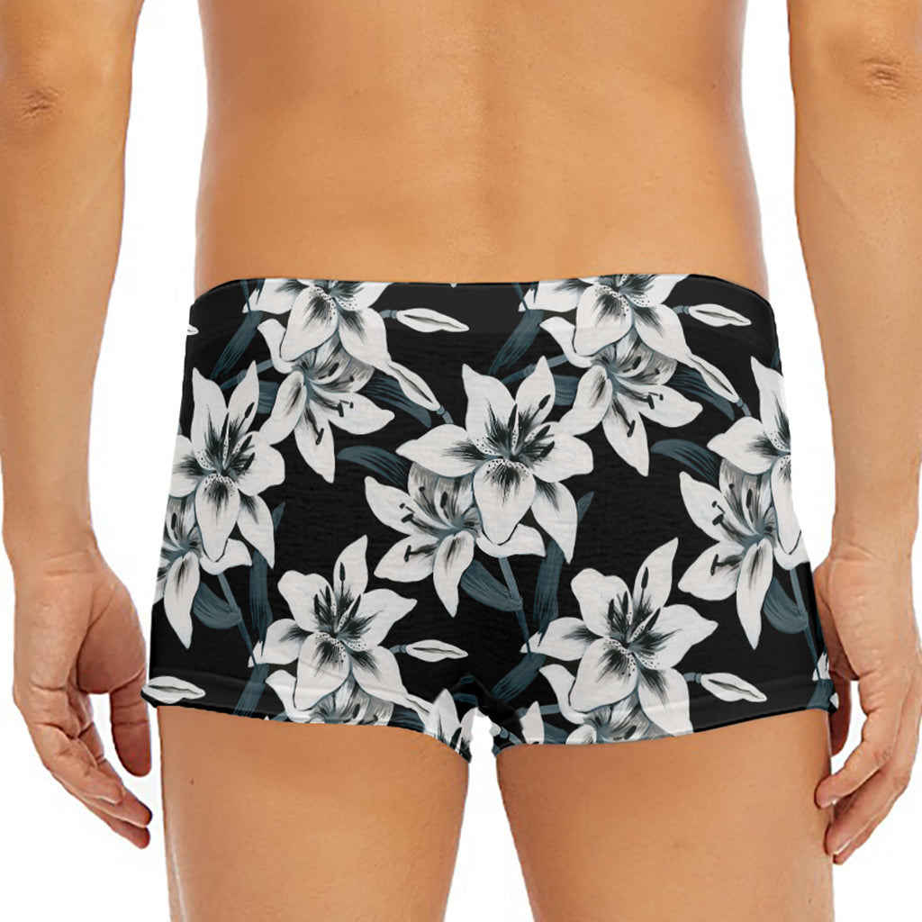 Lily Floral Pattern Print Men's Short Boxer Briefs