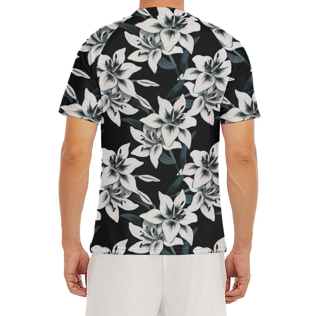 Lily Floral Pattern Print Men's Short Sleeve Rash Guard