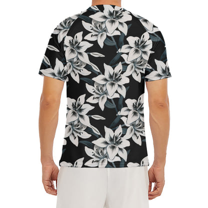 Lily Floral Pattern Print Men's Short Sleeve Rash Guard