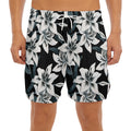 Lily Floral Pattern Print Men's Split Running Shorts