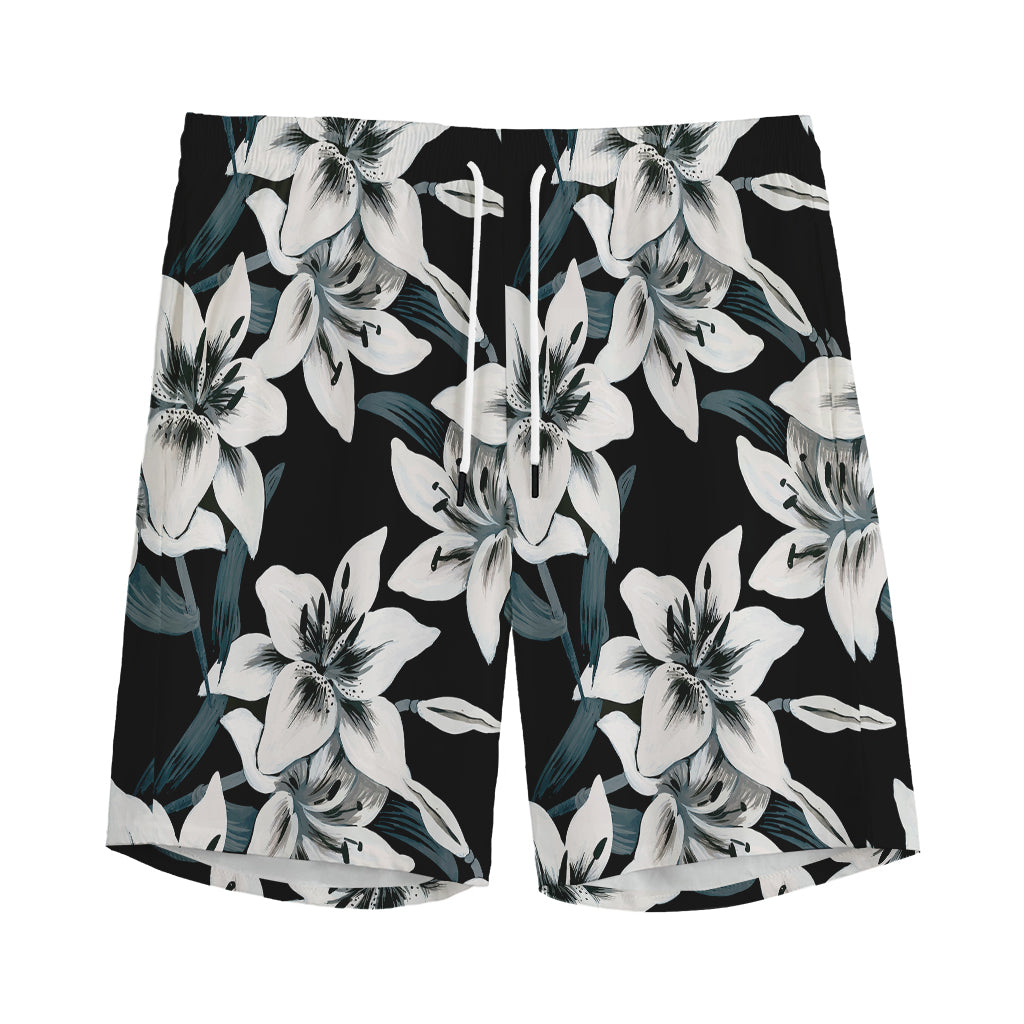 Lily Floral Pattern Print Men's Sports Shorts