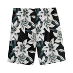 Lily Floral Pattern Print Men's Sports Shorts