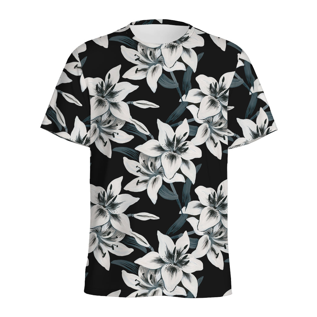 Lily Floral Pattern Print Men's Sports T-Shirt