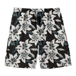 Lily Floral Pattern Print Men's Swim Trunks