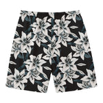 Lily Floral Pattern Print Men's Swim Trunks