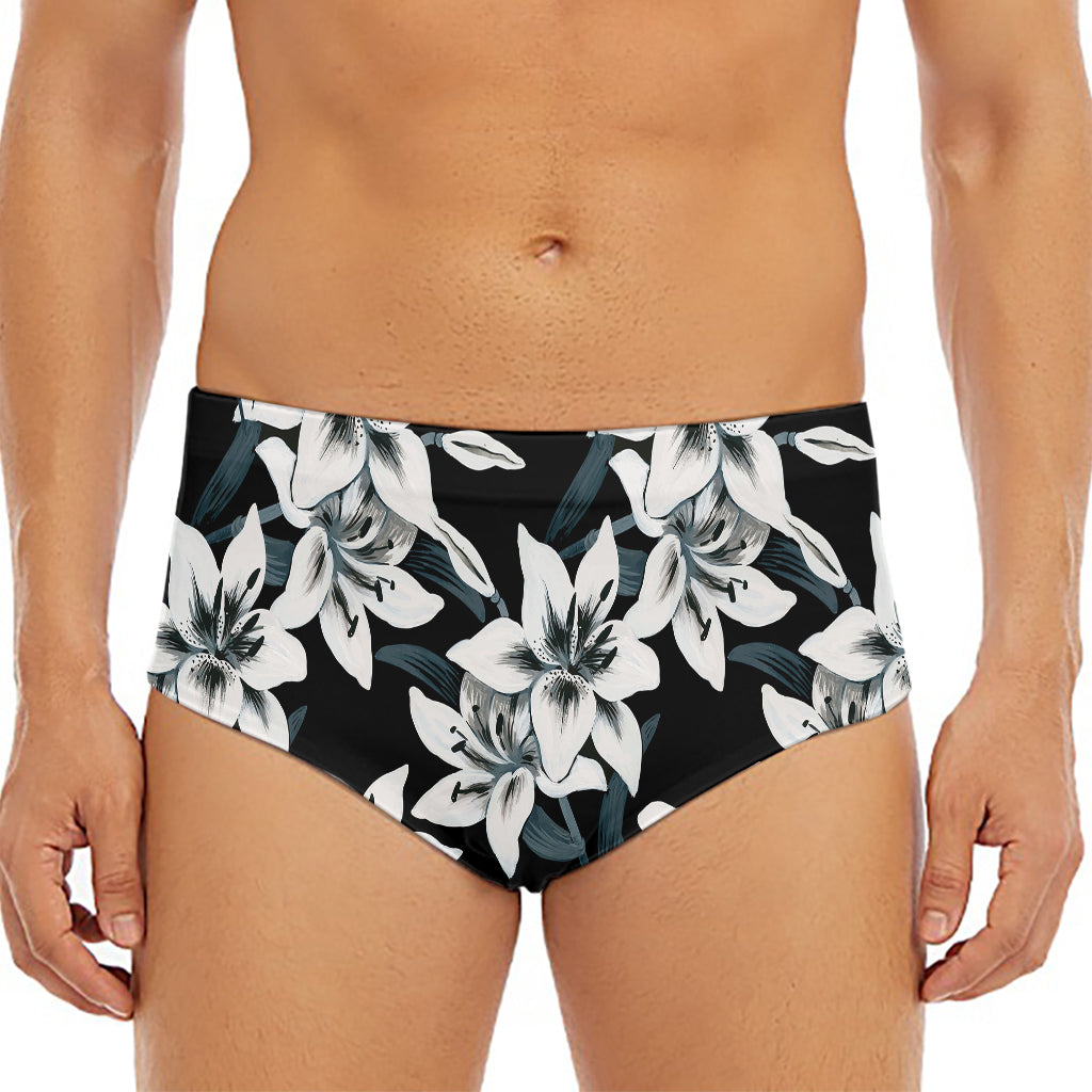Lily Floral Pattern Print Men's Triangle Swim Briefs
