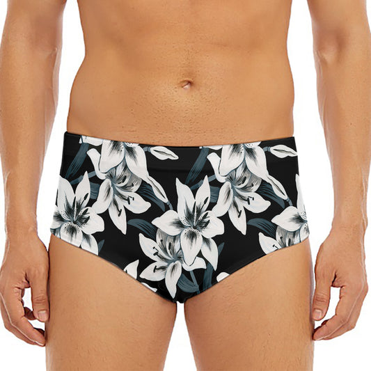 Lily Floral Pattern Print Men's Triangle Swim Briefs