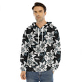 Lily Floral Pattern Print Men's Velvet Pullover Hoodie